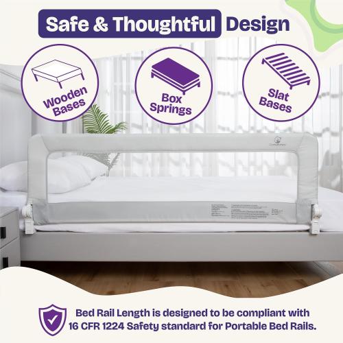ComfyBumpy 1-Pack Bed Rail for Toddlers 55.5 L x 19.5 H | Toddler Bed Rails for Twin, Full, Queen & King Mattress Size | Swing Down Rail Guard | Mattress Side Rail for Kids | Gray