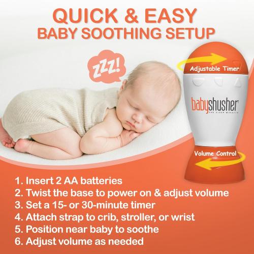 Baby Shusher Portable Sound Machine - Mom-Like 'Shh!' Sound for Baby, Sleeping Soother, Newborn Essentials for Crib, Battery Operated Hush, Travel Friendly, Shower & Registry Gift - 1 Count