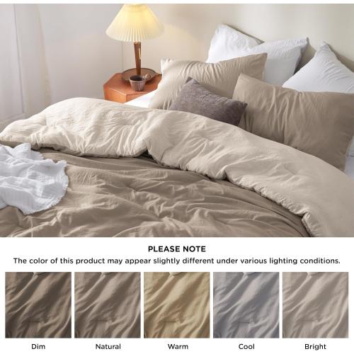 Bedsure King Size Comforter Set, Reversible Khaki Soft Prewashed Bedding for All Seasons, 3 Pieces Warm Down Alternative Bed Set, 1 Lightweight Comforter (104x90) and 2 Pillowcases (20x36)