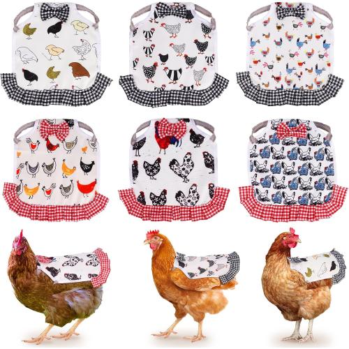 6Pcs Chicken Saddle for Hens, Chicken Aprons for Hens, Chicken Saddles Protector Poultry Hen Wing Back Protector with Elastic Strap Chicken Jacket Hens Saddles for Hen Feather Fixer Supplies