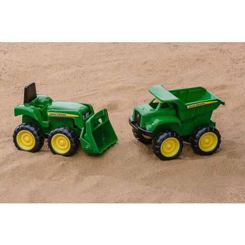 TOMY John Deere Vehicle Set - Includes Dump Truck Toy and Tractor Toy with Loader - Kids Outdoor Toys - Kids Construction and Sandbox Toys - 6 Inches - 2 Count - Ages 18 Months and Up