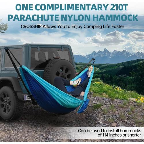 Hitch Mount Hammock Stand - Includes Parachute Nylon Hammock & Storage Bag - for 2'' Receiver, Fits Class III & IV Heavy Duty Trucks, for Camping, Outdoor, Travel (350lbs Weight Capacity)