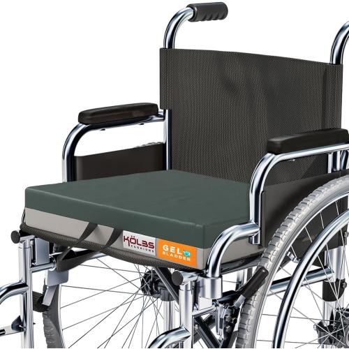 24x20x3 Grey and Green Kölbs Gel Extreme Wheelchair Cushions Seat Cushion, Coccyx, Sciatica & Tailbone Pain Relief Seating Pad Ideal for Office, Kitchen Wheelchairs and Auto, 24 x 20, 3 Inch Thick