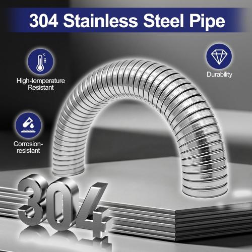 2 ID x 72 Universal Exhaust Flex Pipe, 304 Stainless Steel Flexible Exhaust Tubing