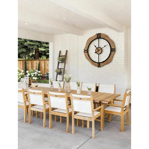 MASHI Large Wall Clock for Living Room Decor,Non Ticking Silent,Battery Operated Round Modern Wood Wall Clock for Farmhouse Home,Bedroom,Kitchen,School,Office Decor (20 Inch)