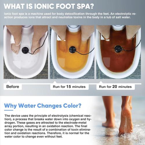 Ionic Foot Bath Detox Machine, Premium Ion Foot Spa for Home Use, Includes 3 Sea Salts (Original/Rose/Lavender), Basin, 2 Ion Arrays & Accessories, Perfect for Parents/Seniors/Partner/Self