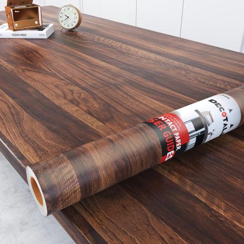Decotalk 30x200 Wood Grain Contact Paper, Wood Contact Paper Peel and Stick, Wood Wallpaper Self Adhesive, Wood Look Contact Paper for Countertops, Walnut Wood Wallpaper Removable, Wood Vinyl Wrap