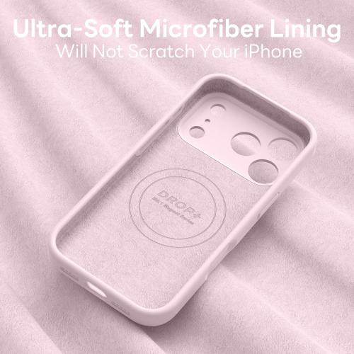 Vooii Magnetic for iPhone 17 Pro Case, Compatible with Magsafe (Premium Liquid Silicone) (Integrated Camera Control Button) Full Body Protective Anti-Scratch Microfiber Lining 6.3, Chalk Pink