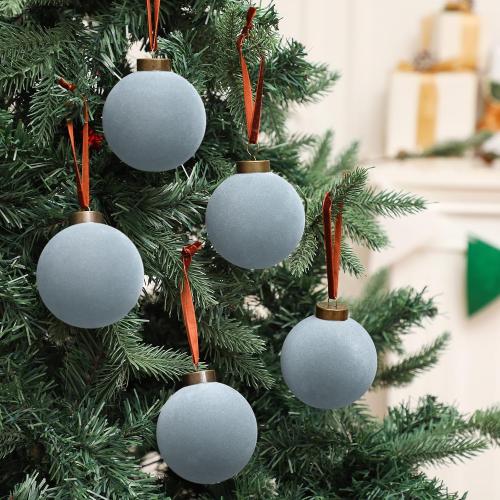 Liliful 15 Pcs Velvet Christmas Balls Bulk Flocked Christmas Tree Ball Ornaments Plastic Xmas Decorative Hanging Ornaments(Dusty Blue,3.15 Inch)