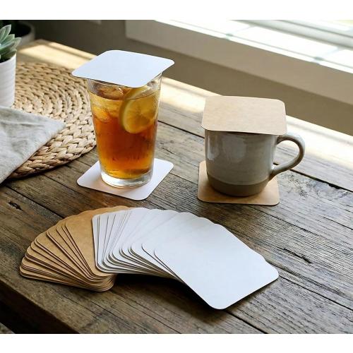 eSplanade Disposable Coaster - Made of Paper (Set of 100) - Use and Throw Reversible Coasters - Perfect for Bar, Hotel, Restaurant Purpose & Parties (Brown Square)