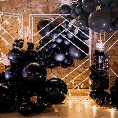 RUBFAC 154pcs Black Balloons Different Sizes 18 12 10 5 Inches for Garland Arch Kit, Latex Balloon for Graduation Party Birthday Wedding Decorations