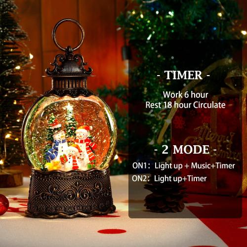 Christmas Snow Globe, Christmas Lantern Room Decor for Indoor Use, USB-Powered/Battery-Operated Glowing Water Lantern, Ideal for Holiday Decorations and Gift Giving