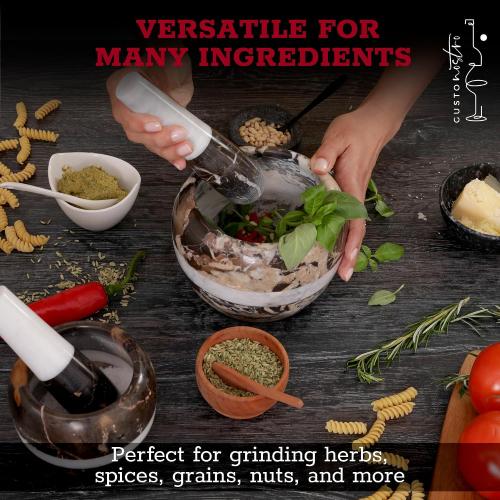 Gusto Nostro Natural Marble Mortar and Pestle Set | 6 Inch - 3.5 Cup Extra Large Mortar Pestle Set for Grinding Herbs, Nuts, Grains | Pesto Grinding and Guacamole Stone Bowl | Marble Spice Crusher