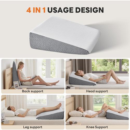 Sweetcrispy Wedge Pillow, Body Pillow for Sleep Apnea, Neck Pain Relief, Post Surgery, Sleeping Comfort, Acid Reflux, Heartburn, Back Pain Relief and Snoring, 7.5Inch White