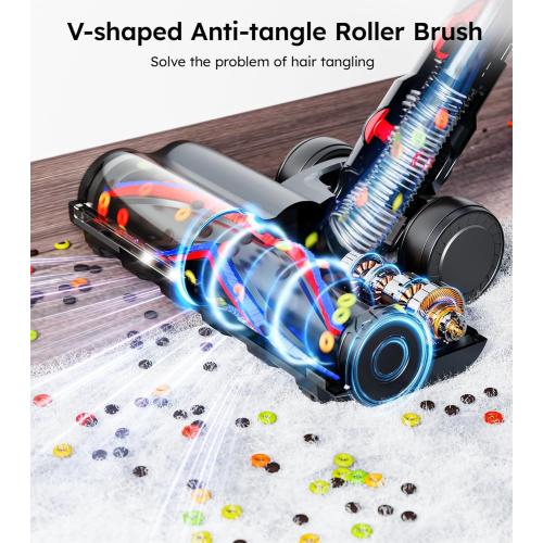 Cordless Vacuum Cleaner,Upgraded 50KPA 600W 70 Mins Stick Vacuum with Self-Standing,Touch Screen, Rechargeable, Lightweight,Anti-tangle Wireless Vacumm,Vacuum Cleaners for Home/Pet Hair/Carpets/Floors