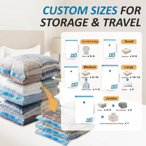 Vacuum Storage Bags with Hand Pump, Vacuum Seal Space Saver Bags,20 Combo