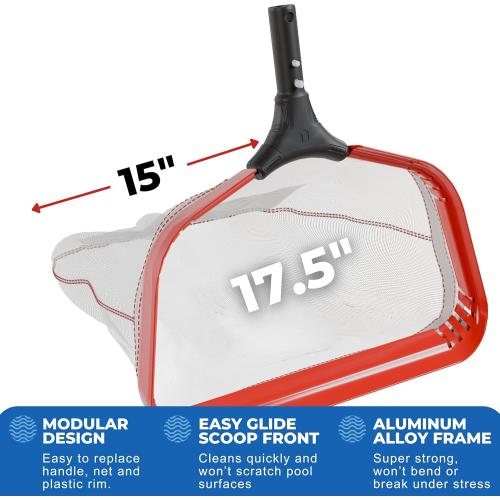 ProTuff 17 Silt Net Pool Skimmer – “490 Promise” Unlimited, Unconditional Replacement – Ultra-Durable Fine Mesh Net for Silt & Debris – Heavy-Duty Aluminum Frame, EZ-Clip & Deep Bag for Easy Cleaning