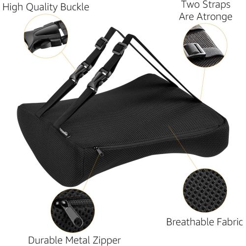 Amazon Basics Rectangular Comfortable Back Support Cushion for Office Chairs, Memory Foam, Black