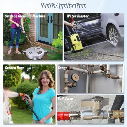 Pressure Washer Quick Connect Kit, 3/8 Male Female Quick Disconnect Kit for Power Washer, 3/8 Inch Hose Fittings Adapter Set, Stainless Steel, 8 Pcs