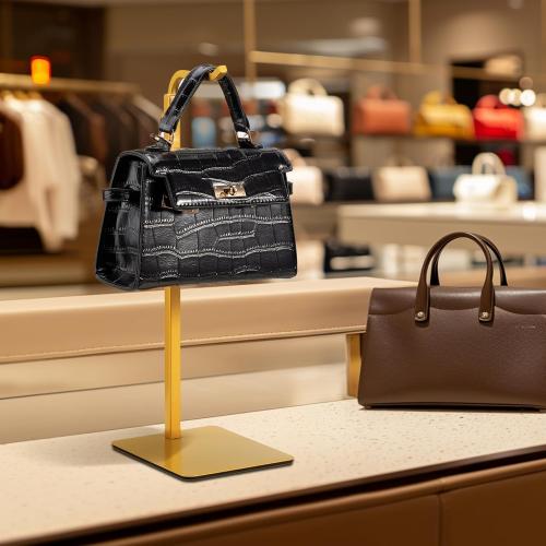 2 Pack Purse Holder Handbag Display Stand: Gold Hanger Rack for Bags, Purses, and Wreath, Adjustable Hook Stand for Tabletop, Closet, and Retail Use for Vendors