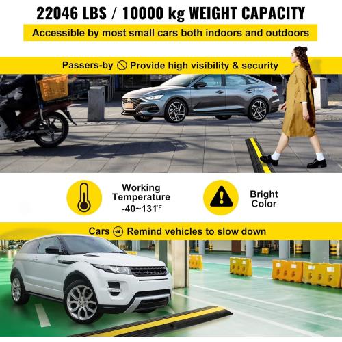 Happybuy 4 Pack of 1-Channel Rubber Cable Protector Ramps Heavy Duty 18000Lbs Load Capacity Cable Wire Cord Cover Ramp Speed Bump Driveway Hose Cable Ramp Protective Cover