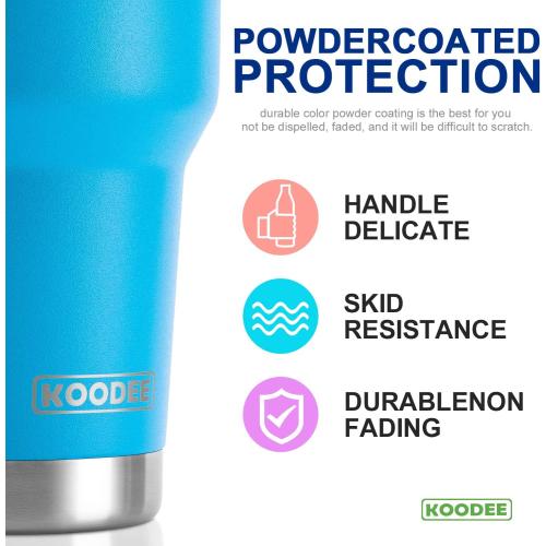 Color Baby Blue and Sky Blue koodee 30 oz Tumbler Cup with Straw-2 Pack Stainless Steel Vacuum Insulated Coffee Tumbler for Women, Travel Ice Coffee Mug with Lids (Baby Blue and Sky Blue)