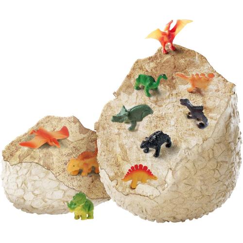 Dan&Darci Jumbo Dino Easter Egg - Unearth 12 Unique Large Surprise Dinosaurs in One Giant Filled Egg -Easter Gifts for Kids - Discover Dinosaur Archaeology Science STEM Crafts Gifts for Boys & Girls