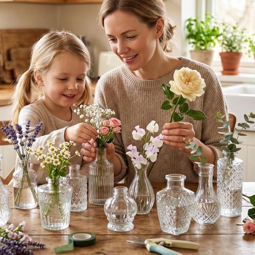 Fixwal 36pcs Glass Bud Vase Bulk Set, Clear Small Glass Vases for Flowers