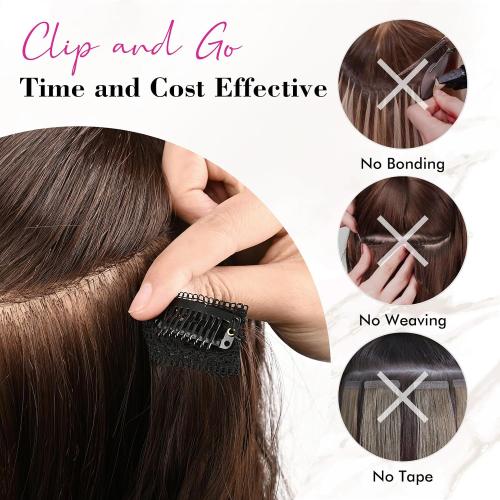Set of 4 Color Blond REECHO Clip in Hair Extensions, 4PCS Blonde Hair Extensions 24 Thick Long Beach Waves hair extensions HE003 Invisible Lace Weft Natural Soft Hairpieces for Women – Dark Blonde with Light Ends