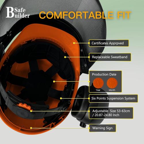 Q20X Forestry Safety Helmet 3 in 1 Chainsaw Arborist Helmet with Face Shield Ear Muffs Hearing Protection Hard Hats ANSI Z89.1 OSHA