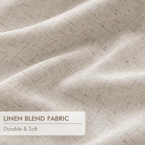 MIULEE Beige Pinch Pleated 100% Blackout Linen Curtains for Bedroom, Room Darkening Memory Trained Light Blocking Window Curtains 84 inches Long for Living Room, Black Out Pleat Drapes, 2 Panels