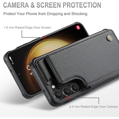 Vinich for Samsung Galaxy S23 Plus Wallet Case with Card Holder, RFID Blocking Credit Slots Kickstand Shockproof Phone Cover Fit for Galaxy S23 Plus 6.6 Black