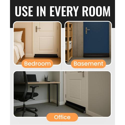 Everlasting Comfort One Sided Door Draft Stopper for Bottom of Doors - Quick Install Sound Proofing Strip Gap Filler, Cold Air & Noise Blocker Sweep for Home, Bedroom and Apartment- Fits 36 Doors