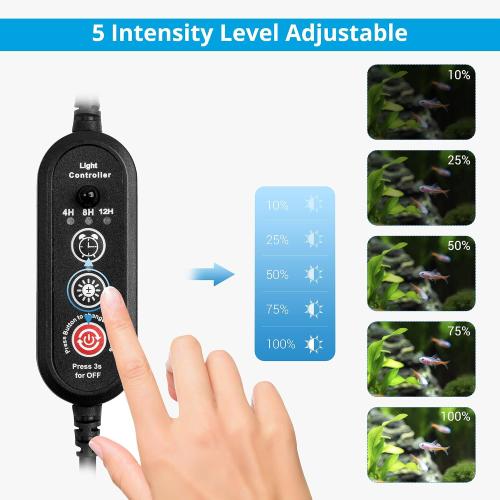 NICREW LED Aquarium Light, 7 Inches Submersible Fish Tank Light, Waterproof Underwater Light with Multicolor Option
