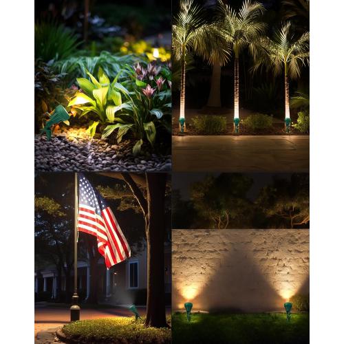 DEWENWILS 120V Spotlight Outdoor, 500LM Waterproof LED Spot Light with 3 Extra Lenses (Red Yellow Green), Landscape Lighting for Holiday, Trees, Flag, 5FT Extension Cord, UL Listed