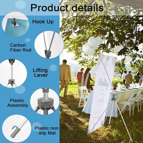 2 Pack X Frame Banner Stand Fits Any Banner Adjustable Size 23X63 to 32X78 with Portable Retractable Carrying Bag, Customize Stand for Trade Show Exhibition Market and Store Display, Silver