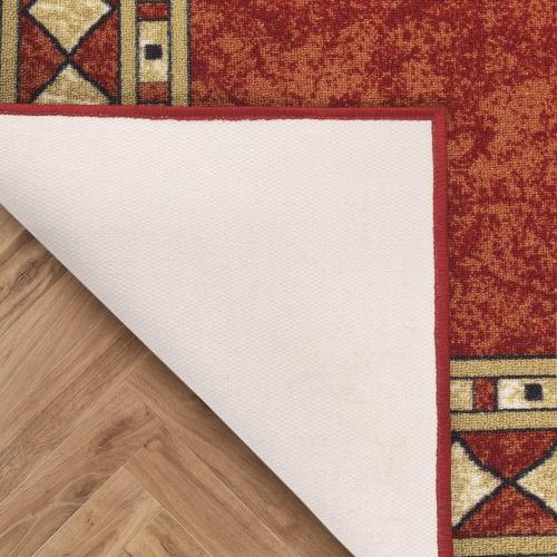 Antep Rugs Alfombras Modern Bordered 4x6 Non-Skid (Non-Slip) Low Profile Pile Rubber Backing Indoor Area Rugs (Maroon Beige, 4' x 5'8)