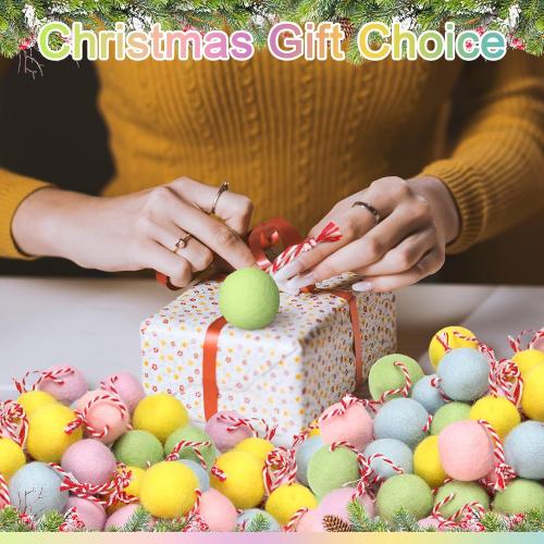 Jenaai 50 Pcs Christmas Pastel Felt Balls Ornaments 1.18 Inch Christmas Tree Hanging Wool Felt Ball Mixed Color Pompom Decorations for Xmas Tree Festival Party Supplies