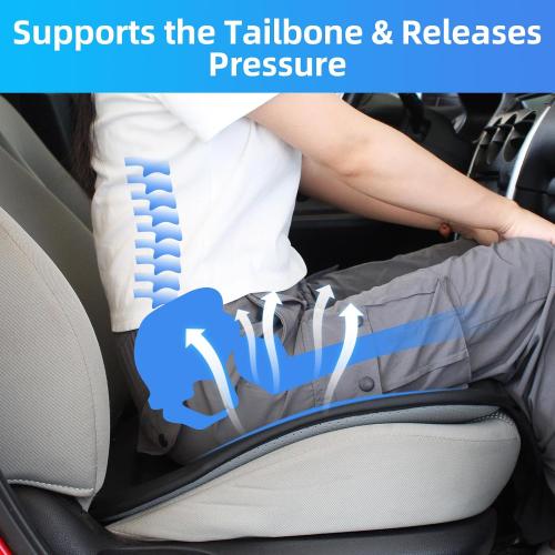 KAYI Car Seat Cushion, Comfort Memory Foam Car Cushions for Driving, Breathable Leather Surface with Anti Slip Rubber Bottom, Seat Cushion for Car and Office Chair (2 Pack, Black)