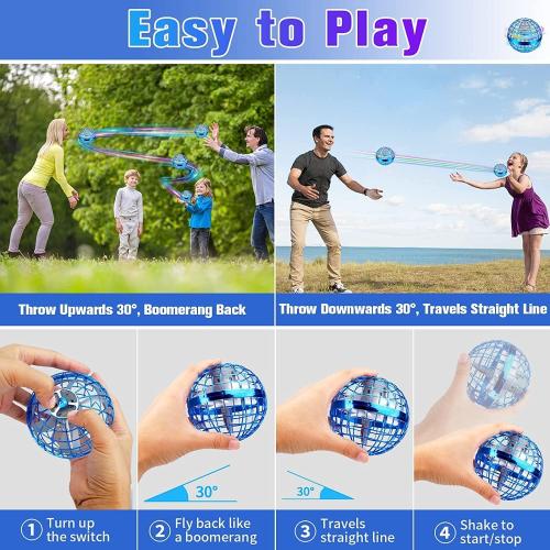 2025 Upgraded Flying Orb Ball - Hover Drone Boomerang Ball for Kids & Adults, Fun Indoor/Outdoor Flying Experience for Gifts,Christmas Surprises for Boys and Girls (Blue)