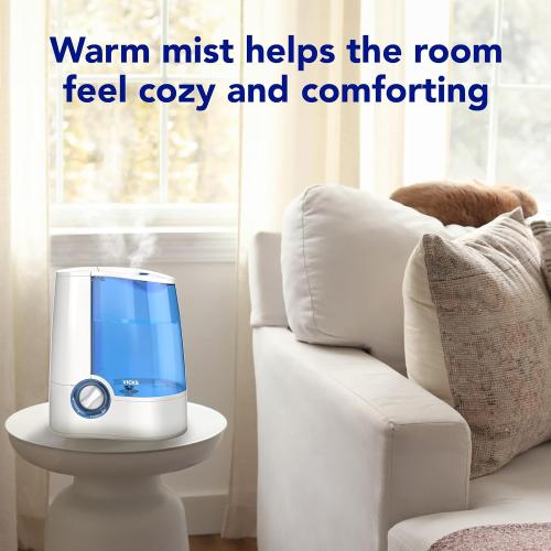 Vicks Warm Mist Humidifier - Air Humidifier for Bedroom, Home & Large Room, Baby, Kids and Adults Soothing Steam Vaporizer for Cough, Congestion, Allergies & Dry Air, VapoSteam Compatible