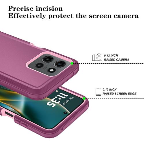 Qinmay for Moto G Stylus 5G 2026/2025 Case, 3-Layer Cover, WineRedPink