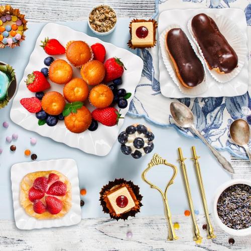 Coitak 3 Tier Cupcake Stand, Plastic Tiered Serving Stand, Square Dessert Tray for Tea Party, Baby Shower and Wedding (Pure White)