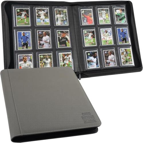 Toploader Binder, 9-Pocket Pages Sleeves Hold up 288 Cards, Toploader Hard Cases,Toploader Card Binder for MTG, TCG, Sport Card, Game Cards, Durable Sleeves for Storage & Display(Gray)