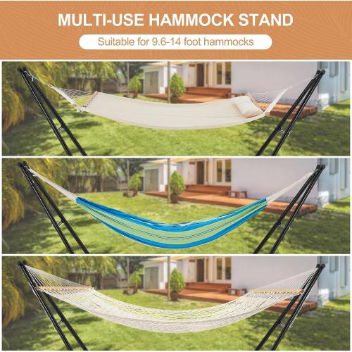 Homgava Universal 2-Person Hammock Stand, 660LBS Capacity,Heavy Duty Steel Hammock Stand, Fits 9.6-14ft Hammocks, Indoor and Outdoor Universal Hammock Stands,Black