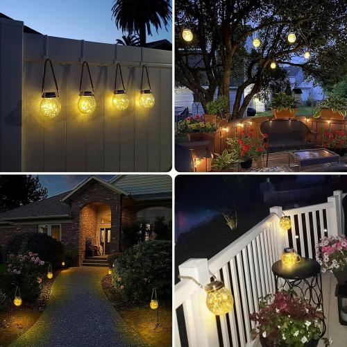 ROSHWEY 4 Pack Solar Lanterns Outdoor Waterproof, Gifts for Women 30 LED Garden Decor Hanging Solar Lights Decorative Backyard Decorative Lighting for Patio Trees Pathway Yard