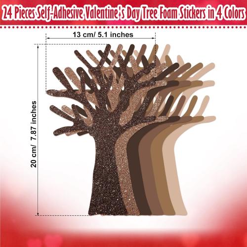 224 Pcs Heart Stickers Valentines Craft Kit Red Pink Foam Heart Shaped Tree Glitter Self Adhesive Stickers Valentines Classroom Gifts for Art Family Activity