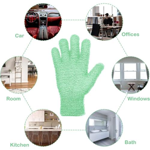 Patelai 2 Pairs Microfiber Gloves for Plants,Blue, Grass Green,X-Large | Plant Dusting Gloves Leaf Cleaning Gloves Mittens for Indoor Plants, Blinds, Furniture, House, Cars, Blinds