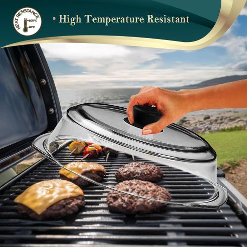 10in Tall Glass Microwave Splatter Cover for Food - Cookware & Bakeware Serving Dish Cover, Plate Splatter Guard Lid with Easy Grip Silicone Handle Knob - 100% Food Grade BPA Free & Dishwasher Safe - 10in.