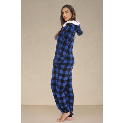 Size Medium Color Blue Just Love Buffalo Plaid Adult Onesie